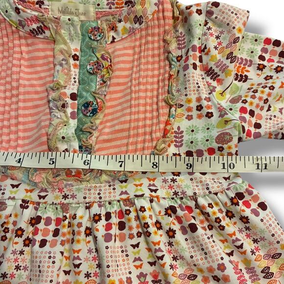Matilda Jane Top Baby Size 2 Cottage Floral Leaves Ruffled Patchwork Butterflies - Picture 6 of 6